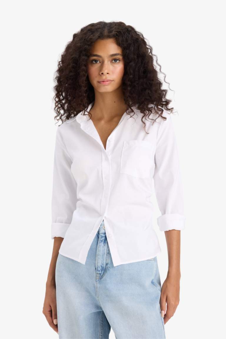 Slim Fit Bengalin Long Sleeve White Shirt