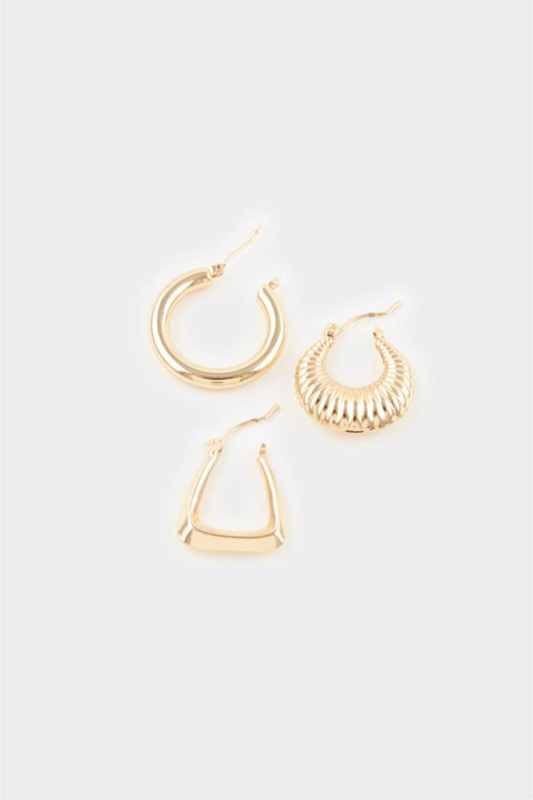 Kadın 3'lü Gold Küpe