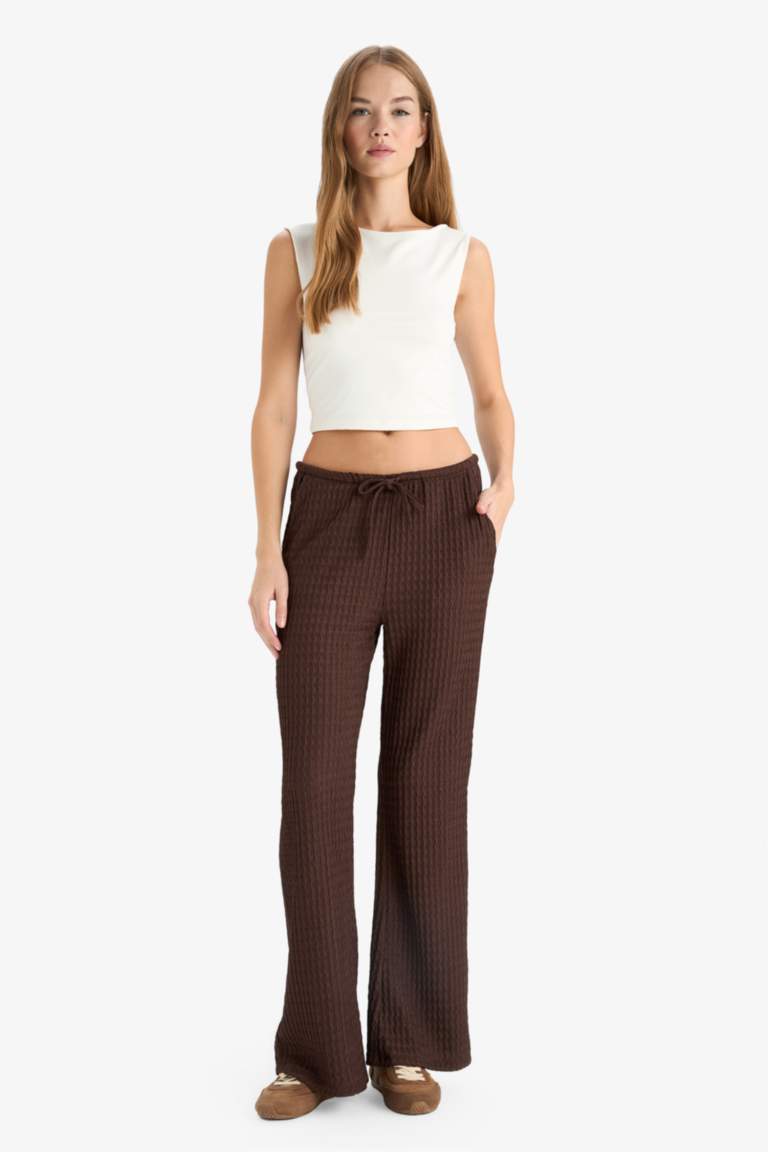 Wide Leg Cepli Normal Bel Standart Boy Bürümcük Pantolon