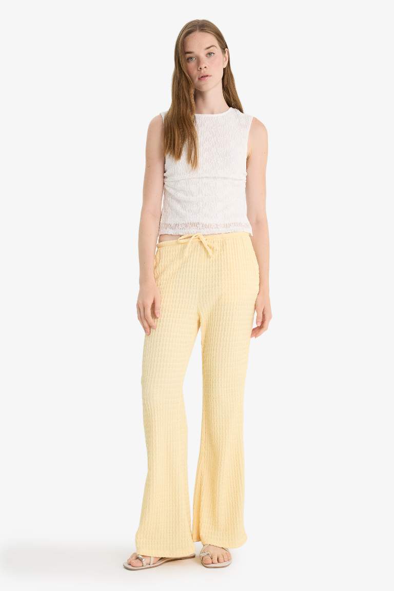Wide Leg Cepli Normal Bel Standart Boy Bürümcük Pantolon