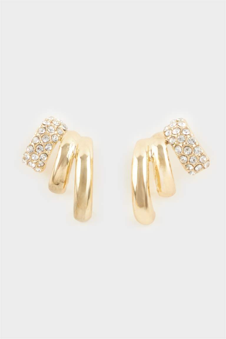 Kadın Taşlı Gold Küpe