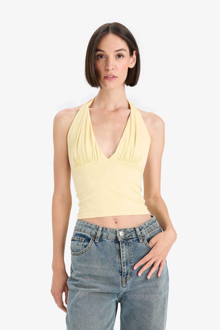 Slim Fit Dar Kesim Halter Yaka Atlet