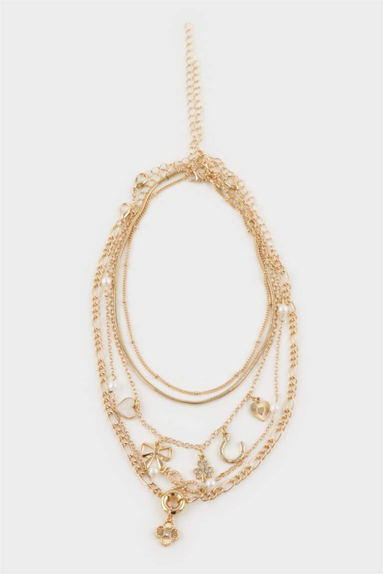 Kadın 5'li Gold Kolye