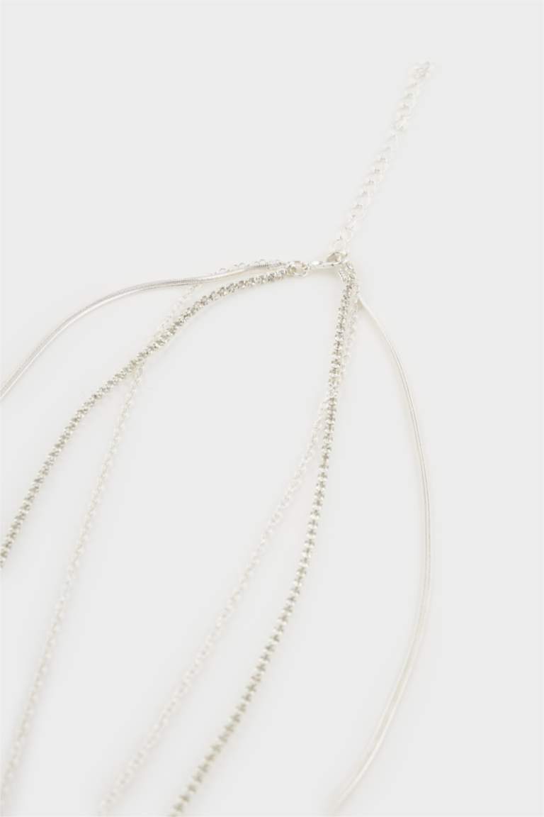 Kadın Kalp Detaylı Sılver Kolye