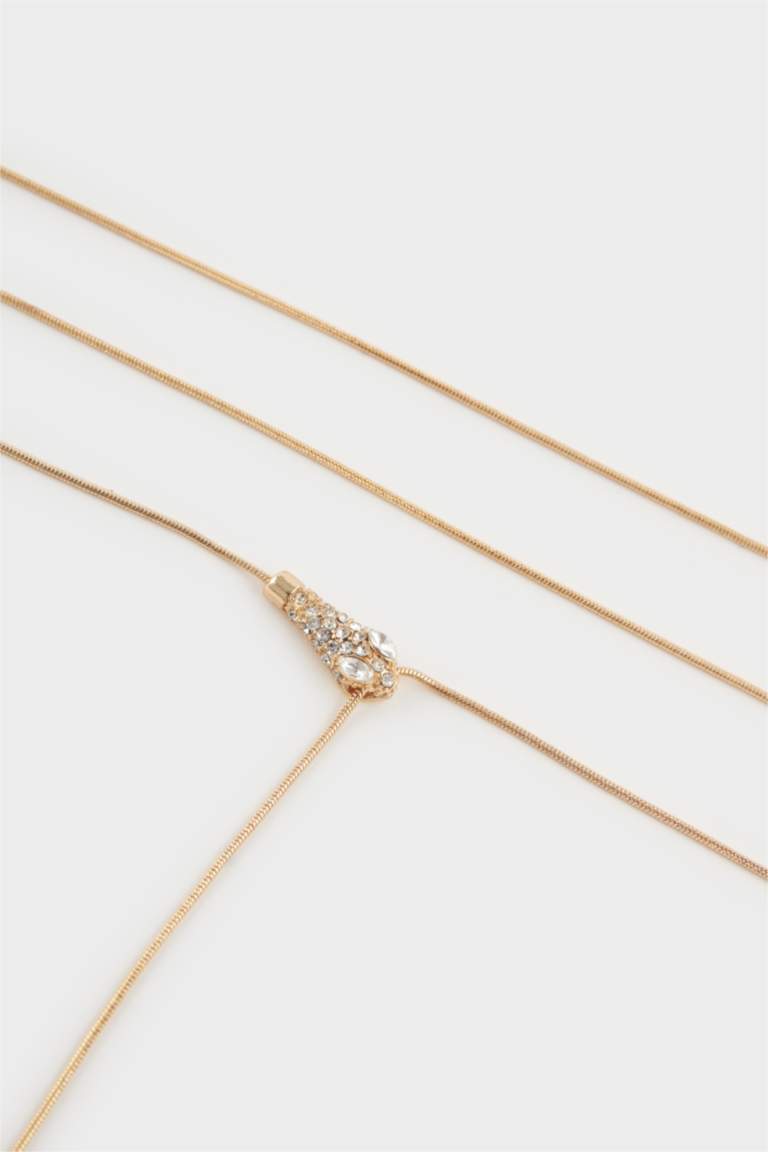 Kadın Yılan Temalı Gold Y Kolye