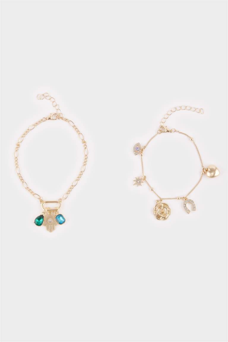 Kadın 2'li Gold Charmlı Bileklik