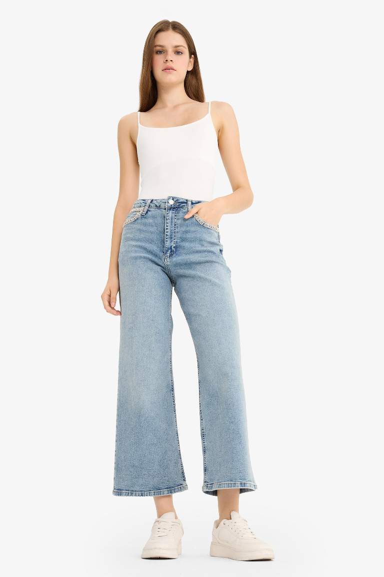 Wide Leg High Waist Ankle Length Jeans