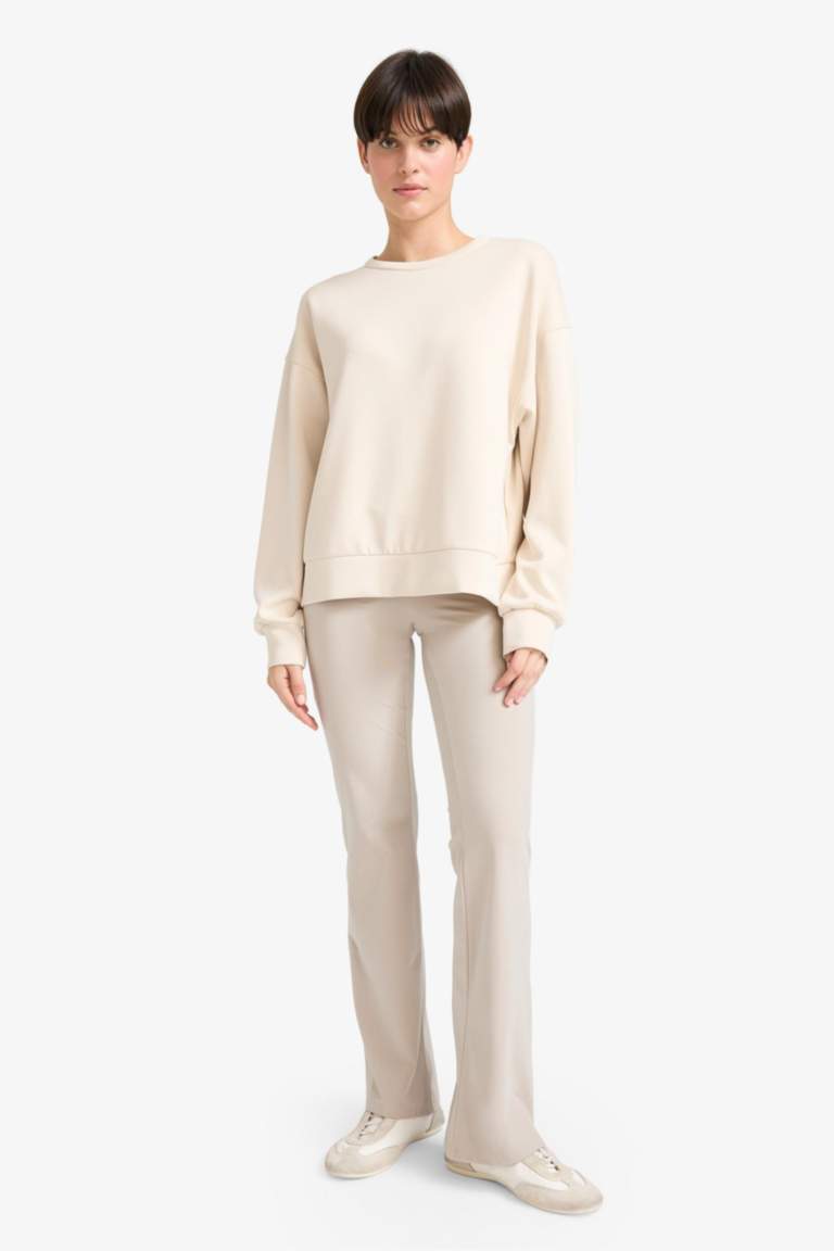 بنطلون نسيج مشروط برجل واسع