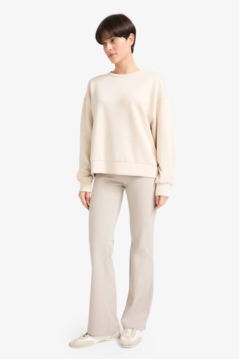 بنطلون نسيج مشروط برجل واسع