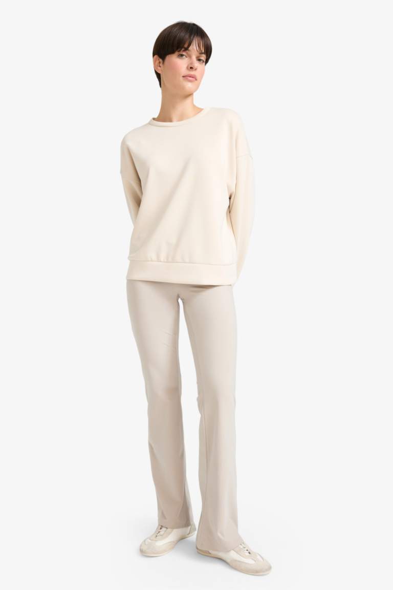 بنطلون نسيج مشروط برجل واسع