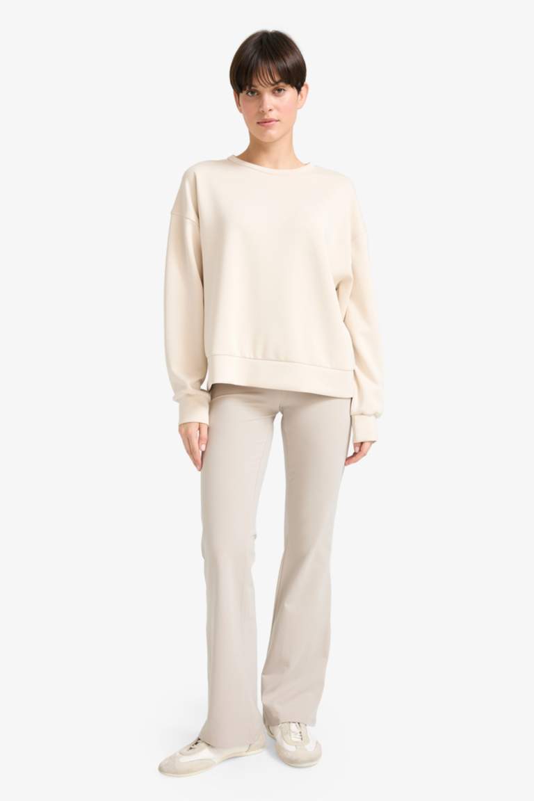 بنطلون نسيج مشروط برجل واسع