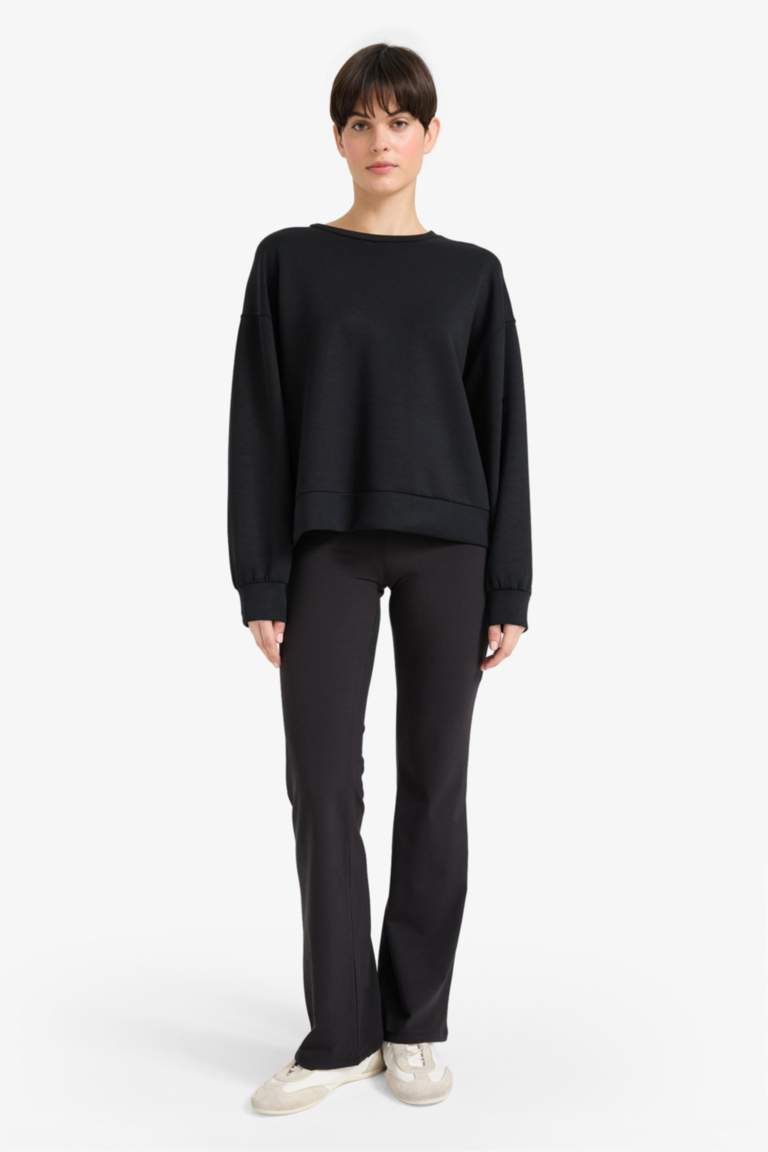 بنطلون نسيج مشروط برجل واسع