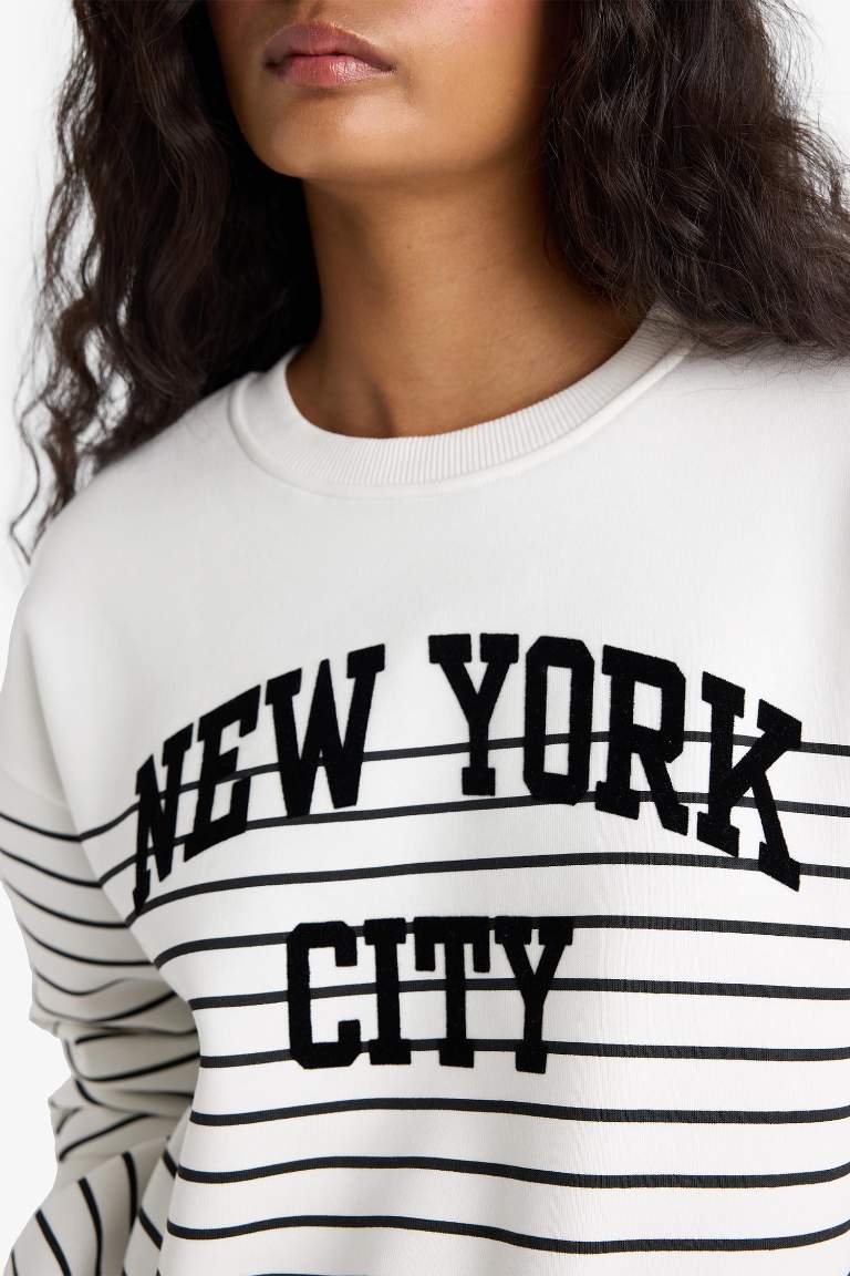 Relax Fit Striped Long Sleeve Sweatshirt