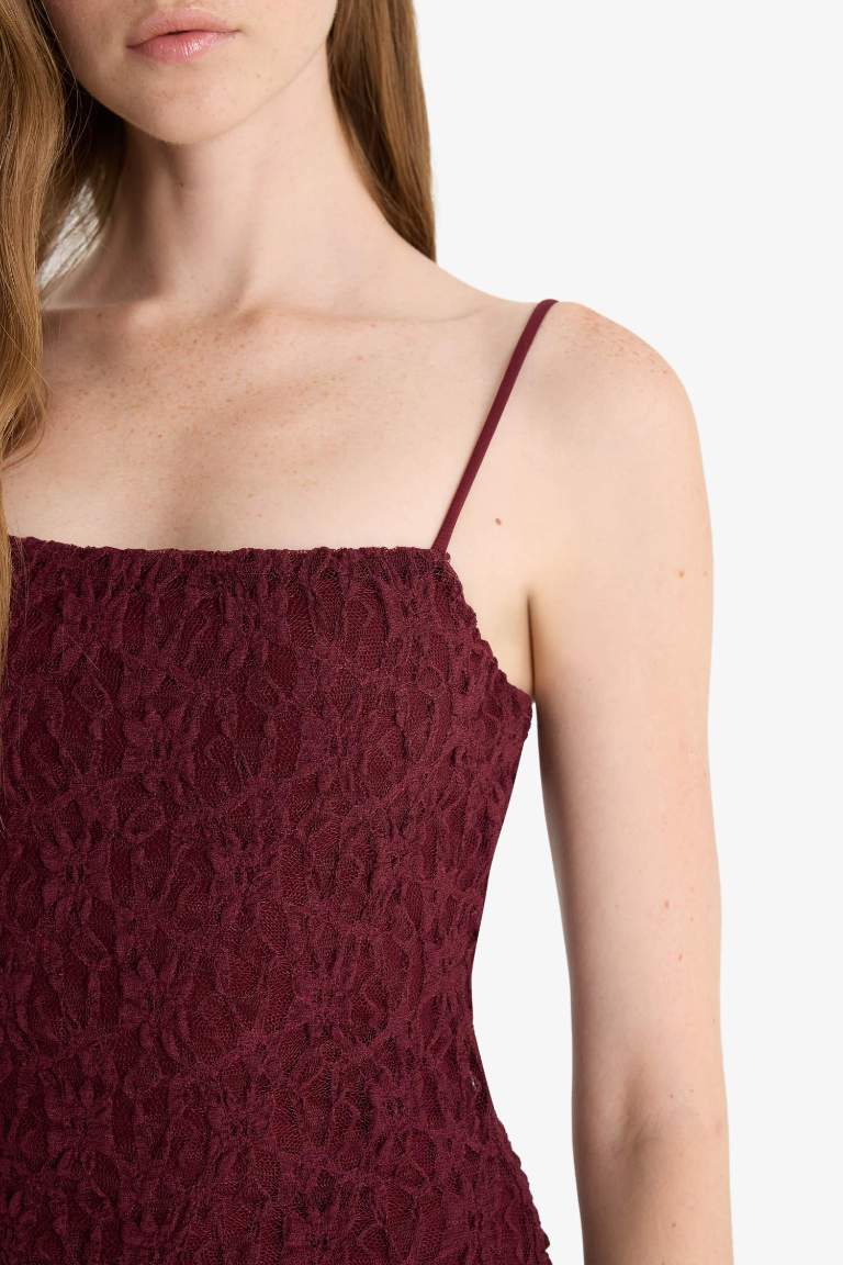 Strappy Lace Midi Dress