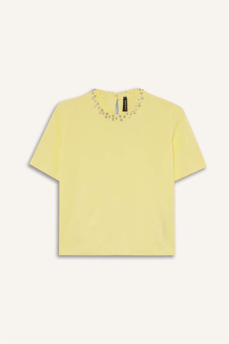 Regular Fit Crew Neck Embroidered Knitwear Pullover