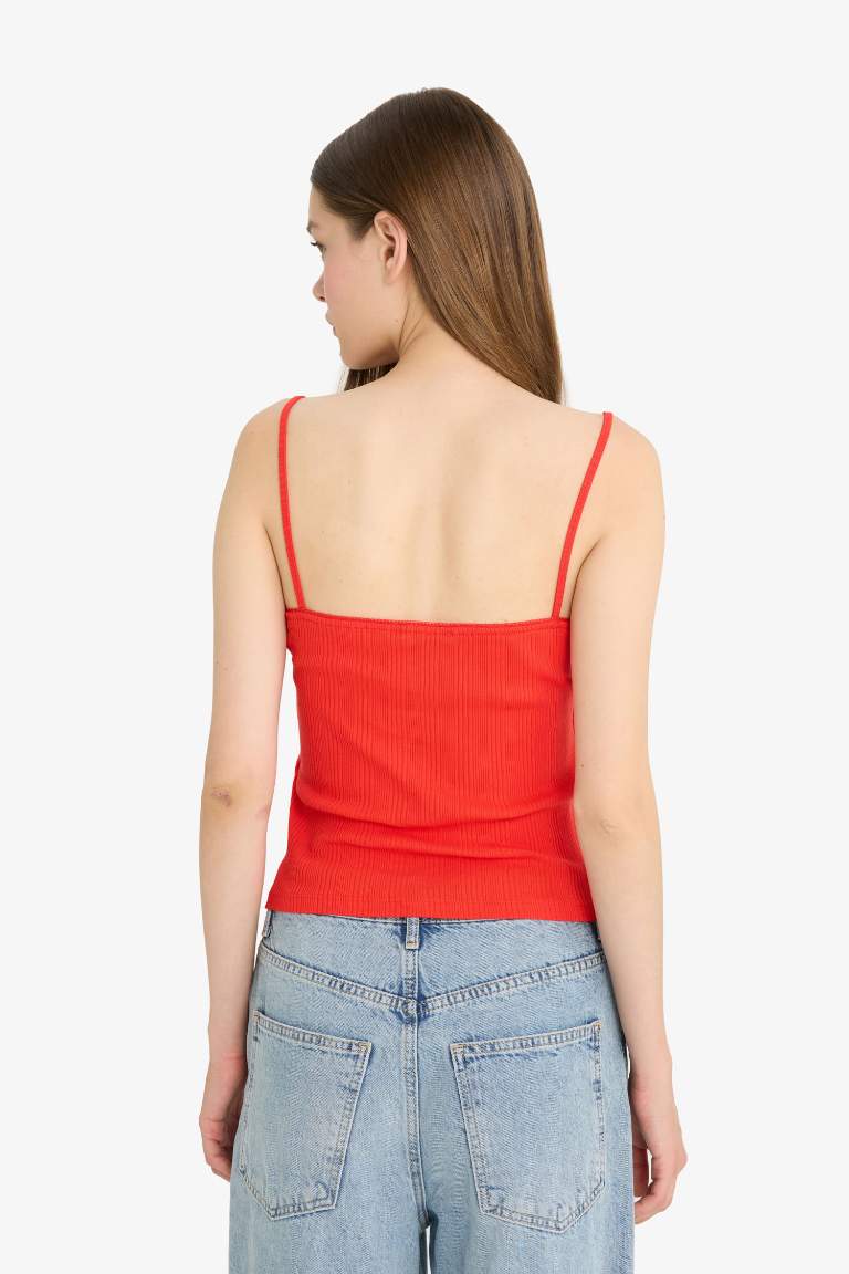 Coool Fitted U Yaka Fitilli Kaşkorse Askılı Kırmızı Atlet