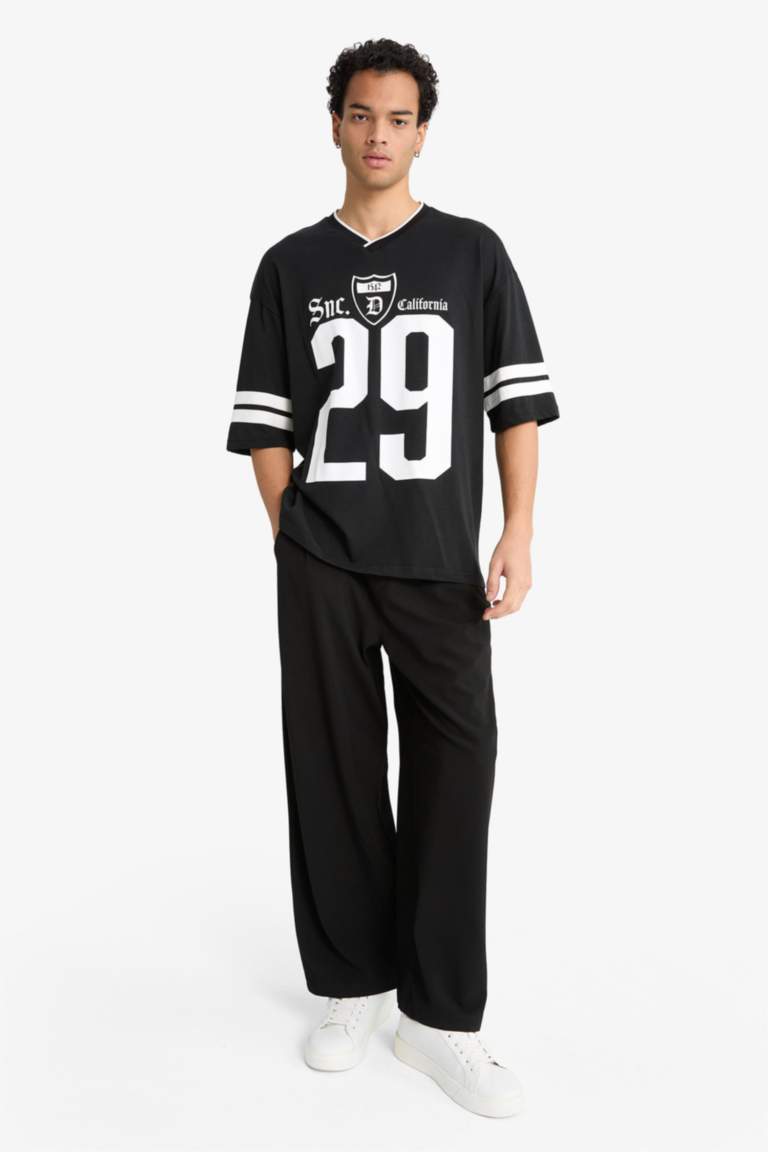 Barrel Fit Wide Straight Leg Trousers