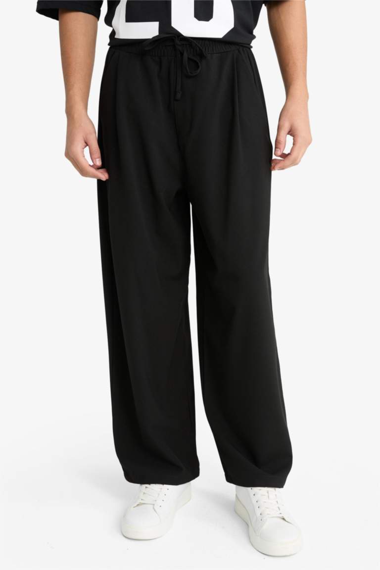Barrel Fit Wide Straight Leg Trousers