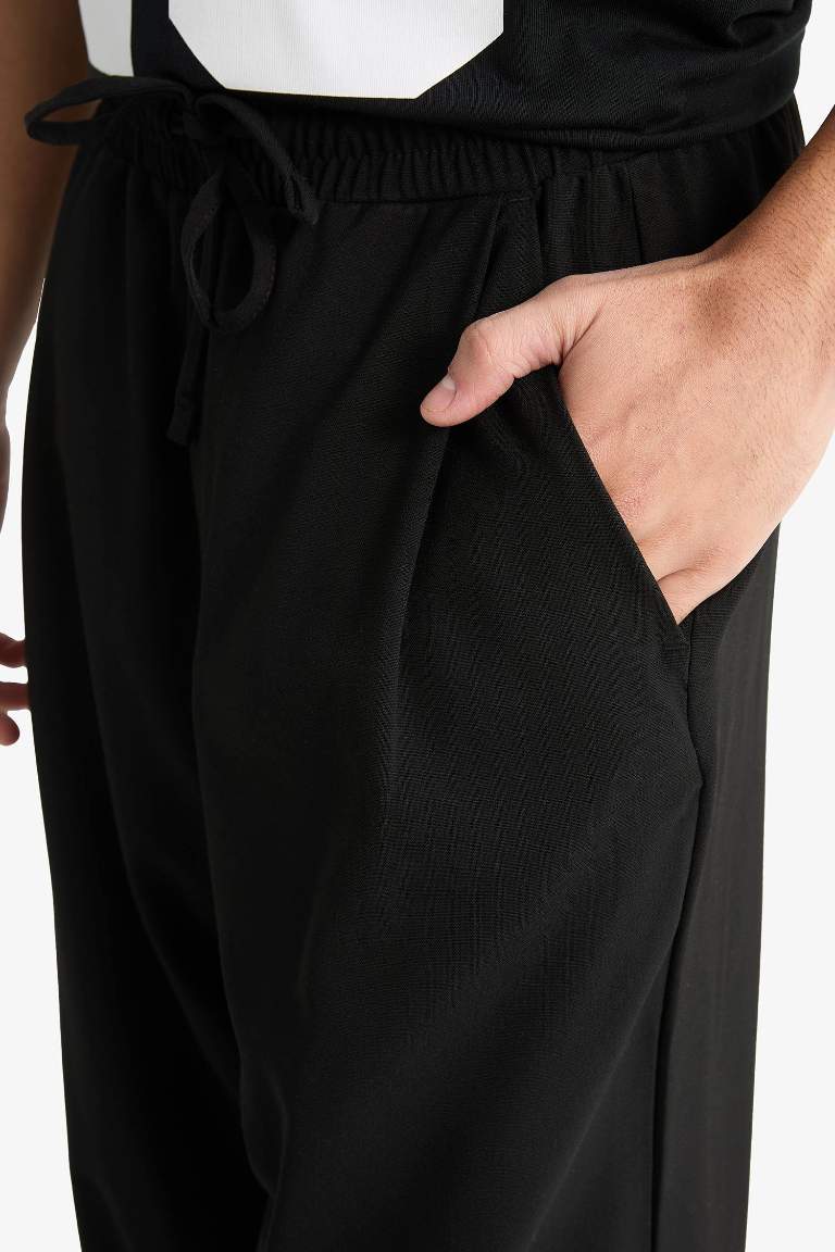 Barrel Fit Wide Straight Leg Trousers