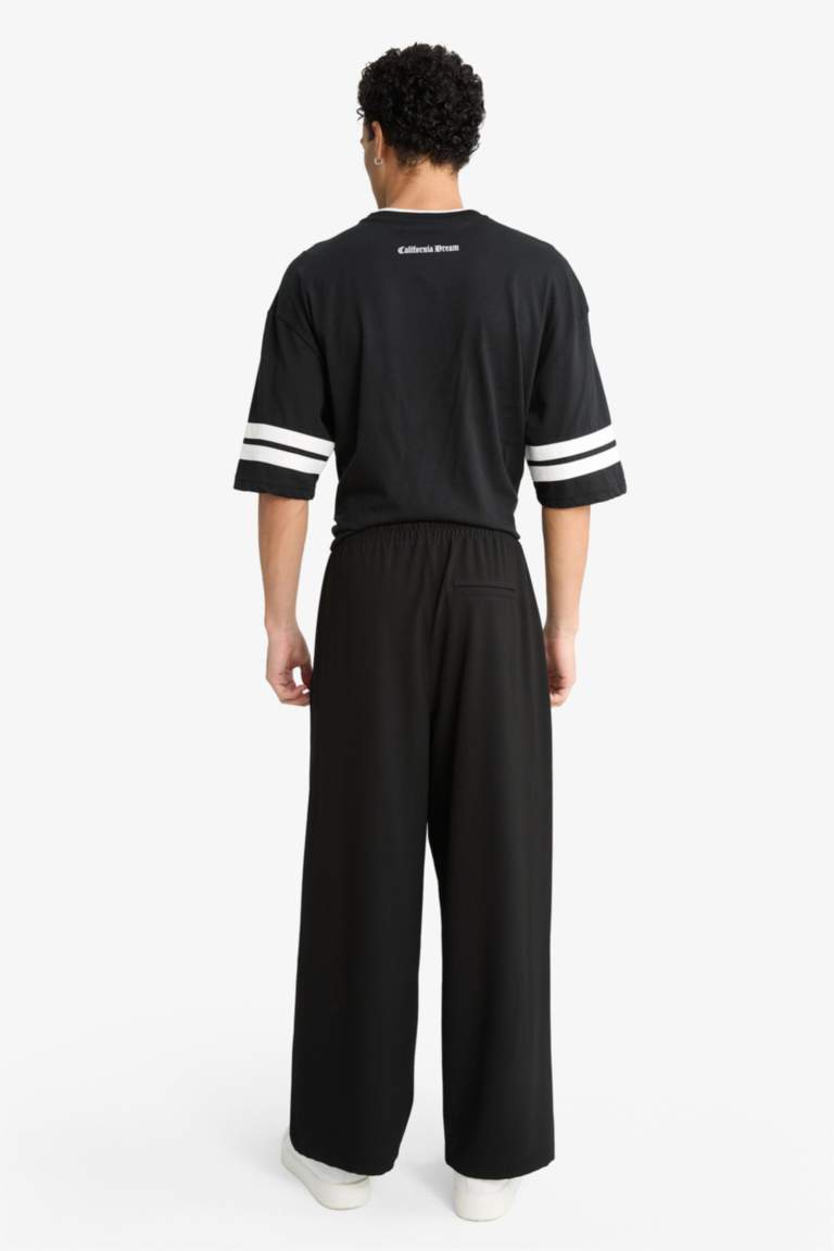 Barrel Fit Wide Straight Leg Trousers