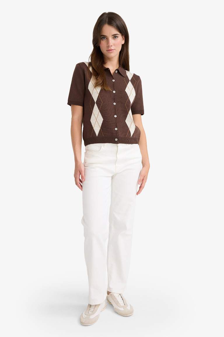 Regular Fit Polo Yaka Triko Hırka