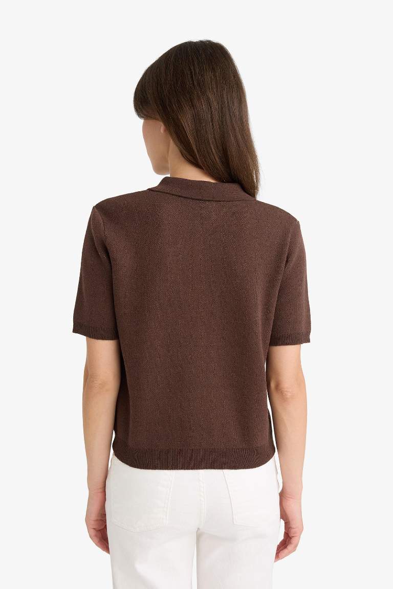 Regular Fit Polo Yaka Triko Hırka