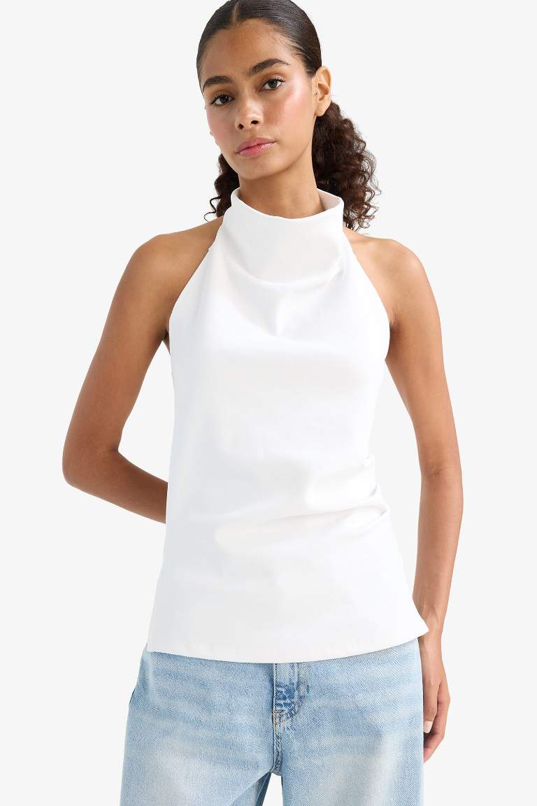 Slim Fit Halter Neck Blouse