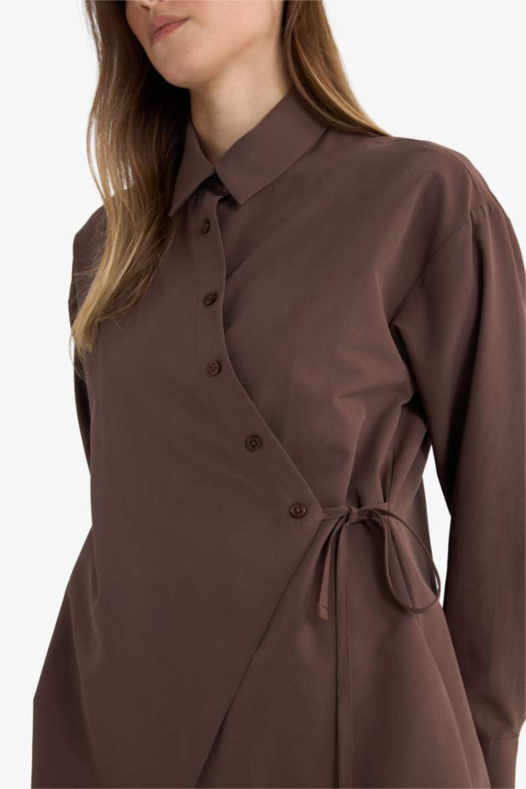 Regular Fit Poplin Shirt Collar Long Sleeve Tunic