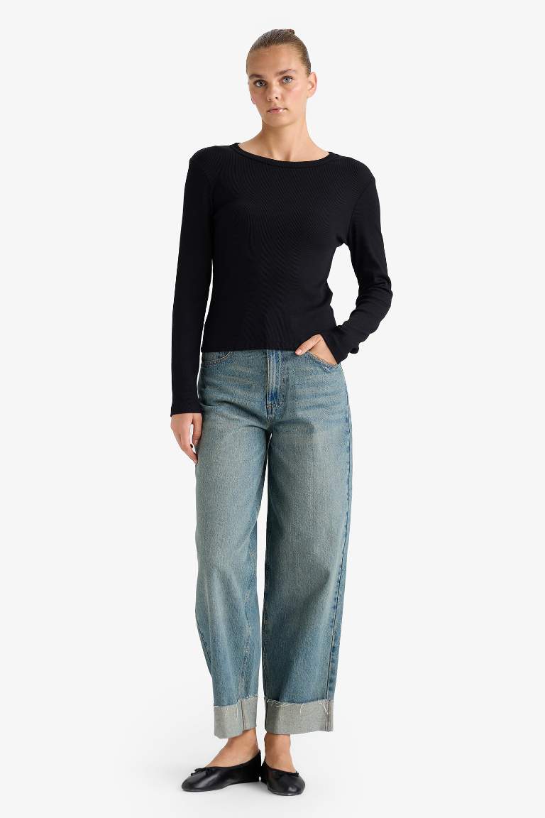 تيشيرت كم طويل سليم فيت مضلع