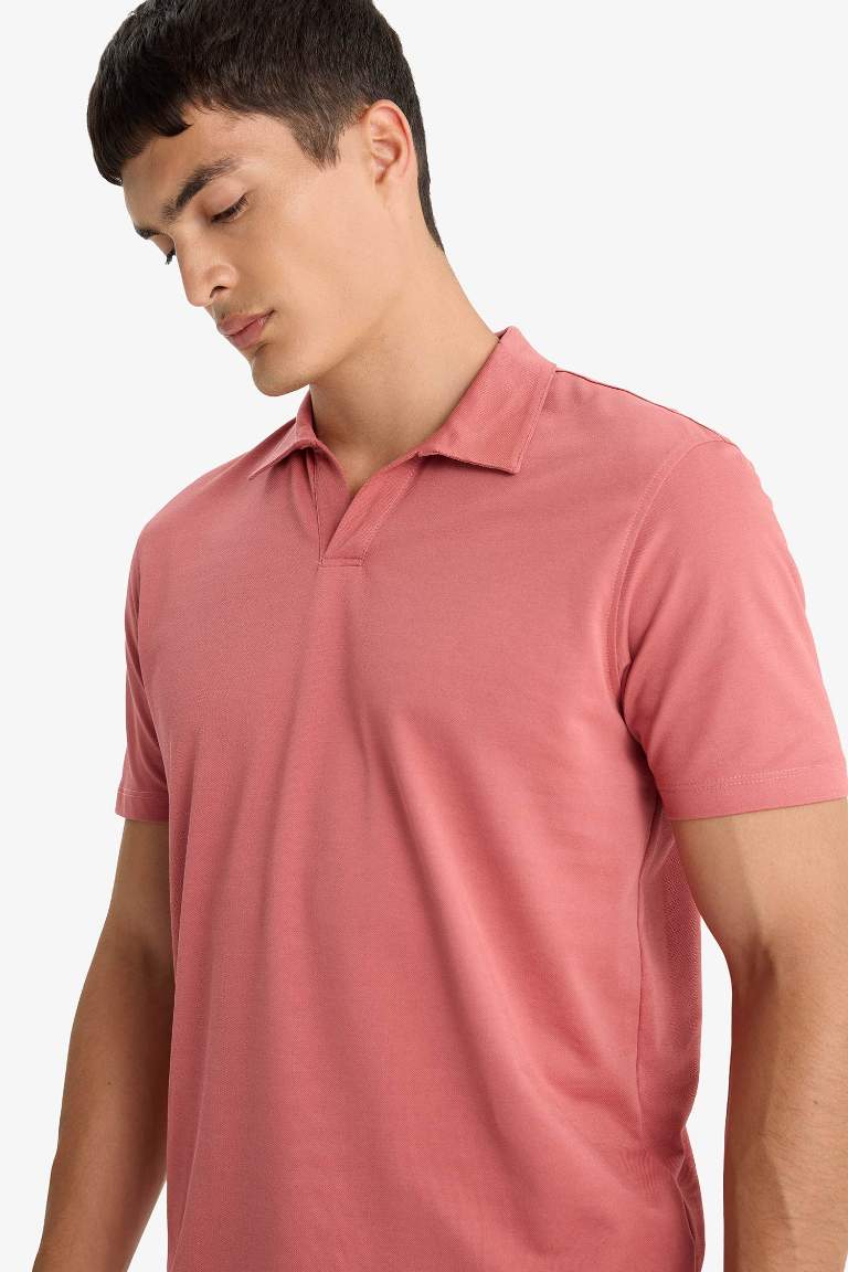 T-shirt Polo en maille fine à manches courtes Coupe régulière