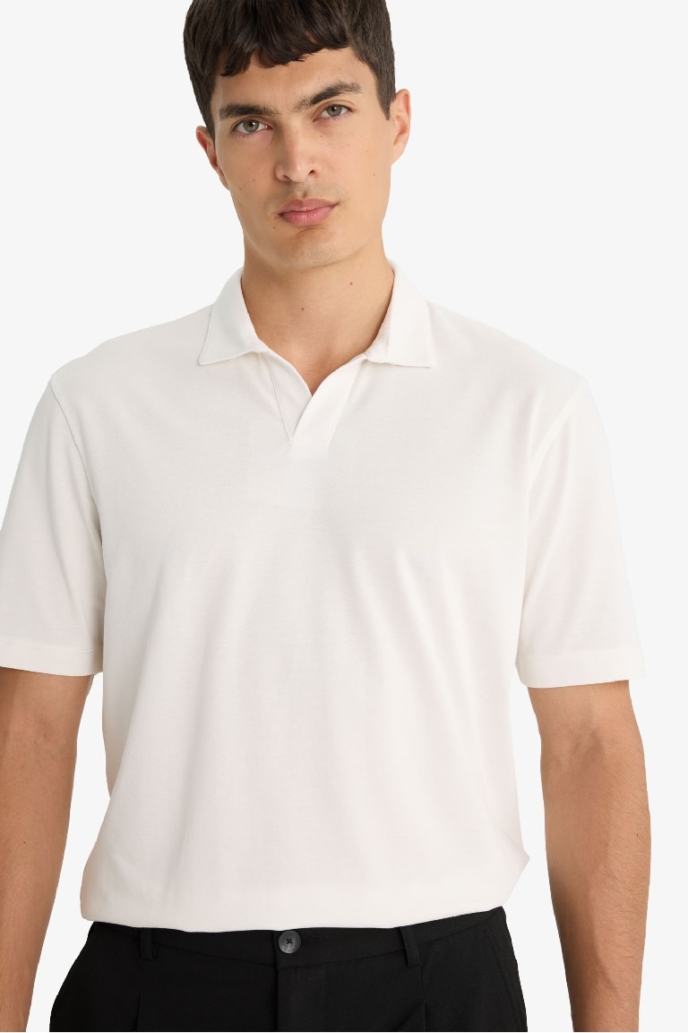 T-shirt Polo en maille fine à manches courtes Coupe régulière