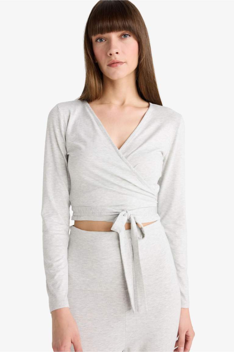 Fall in Love Belted Long Sleeve T-Shirt