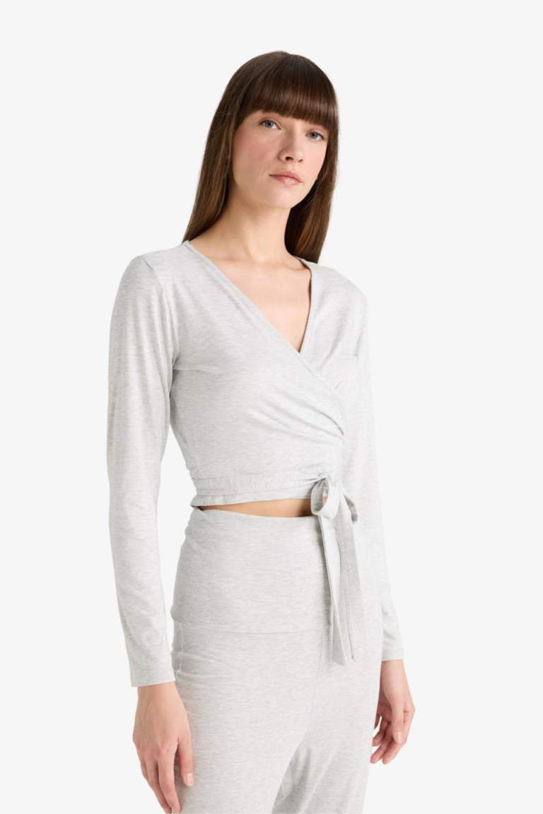 Fall in Love Belted Long Sleeve T-Shirt