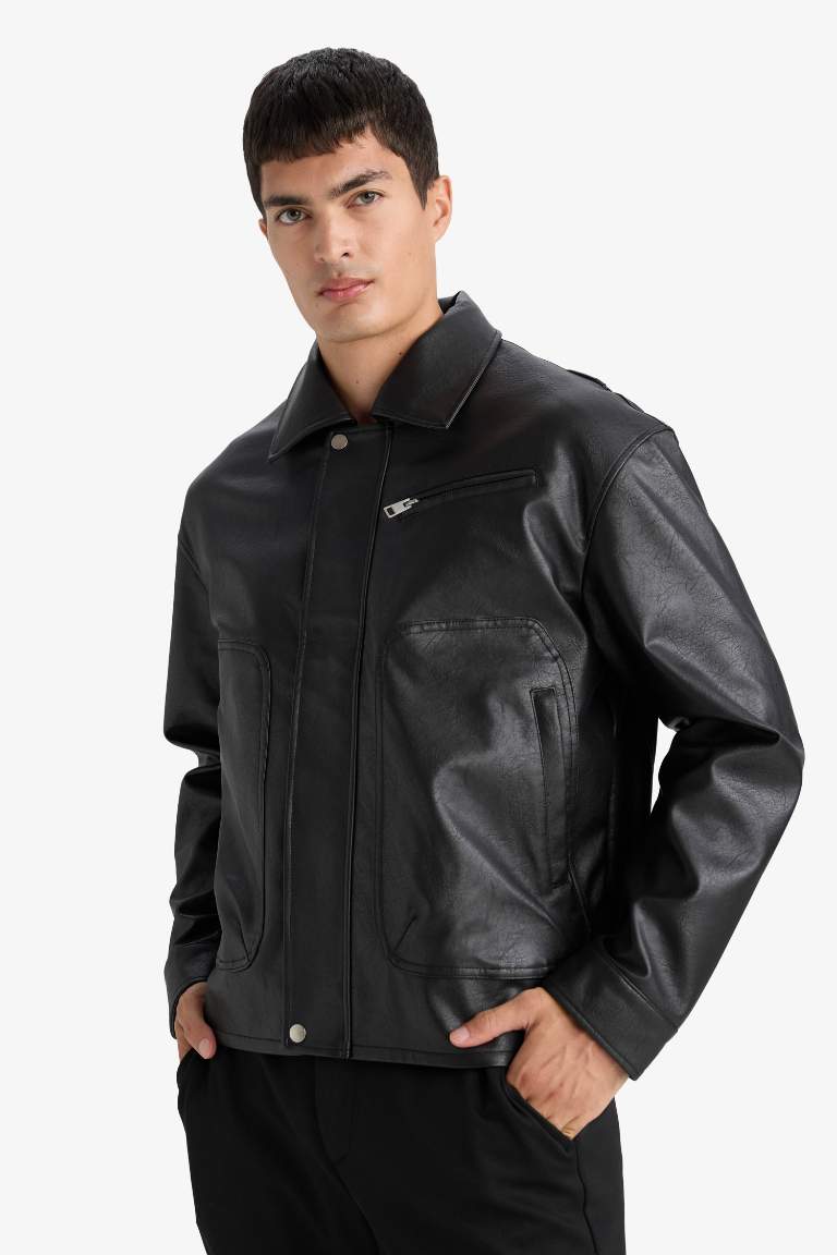 Oversize Fit Faux Leather Jacket