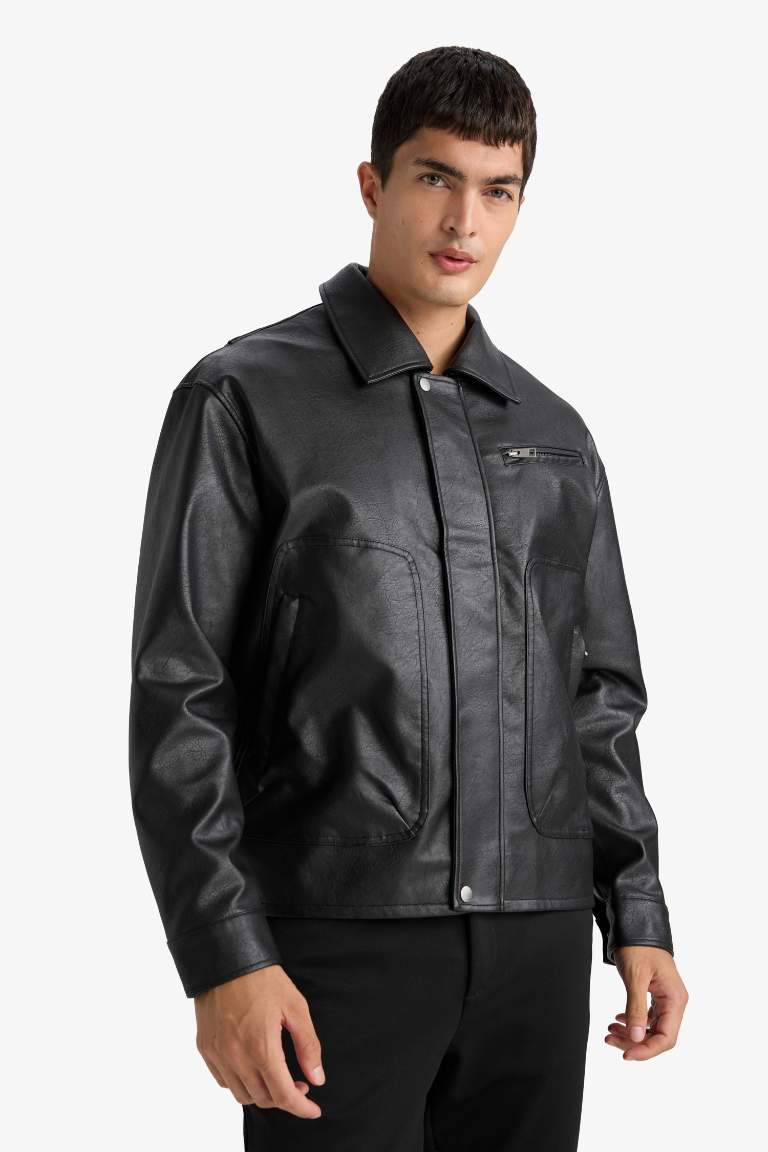 Oversize Fit Faux Leather Jacket