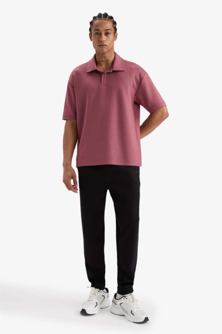 DeFactoFit Boxy Fit Polo Воротник Спортивная Футболка с Коротким Рукавом