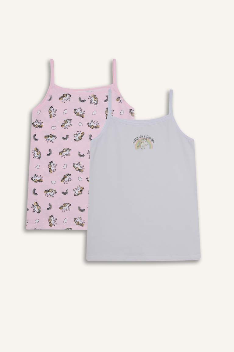 Girl Patterned 2 Piece Undershirt Tank Top