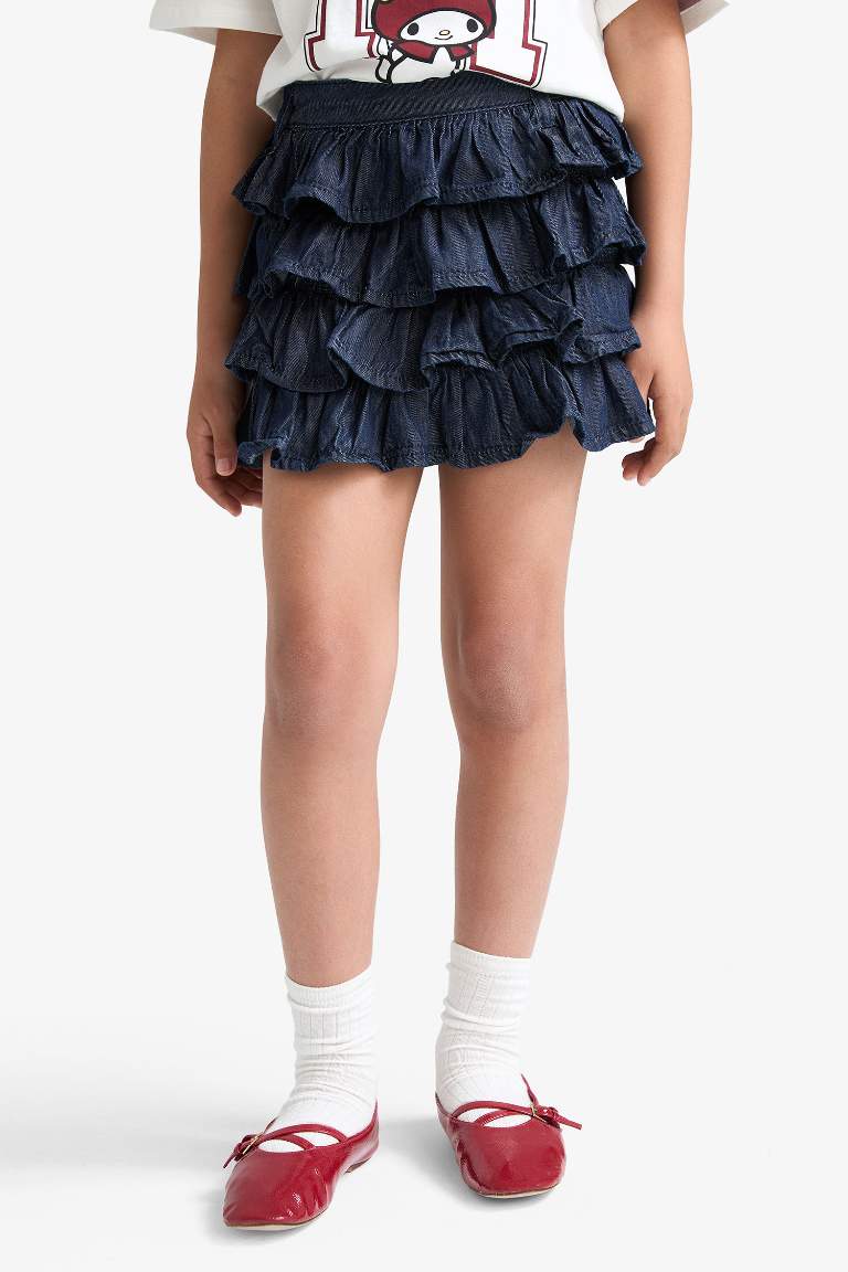 Girl Elastic Waist Denim Skirt