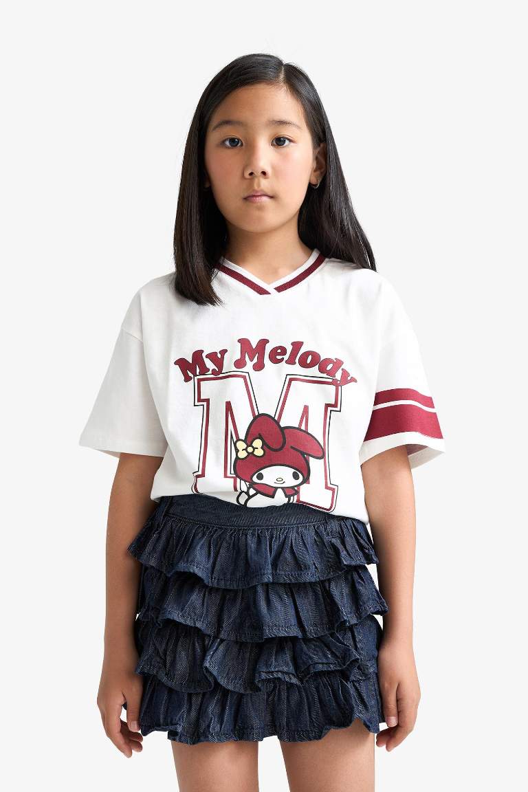 Girl Elastic Waist Denim Skirt