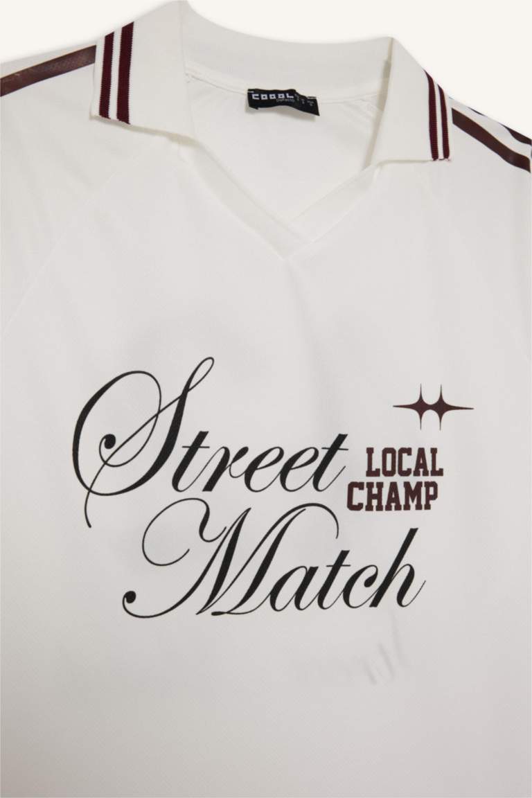 Oversized Fit Polo Neck Long Sleeve T-Shirt