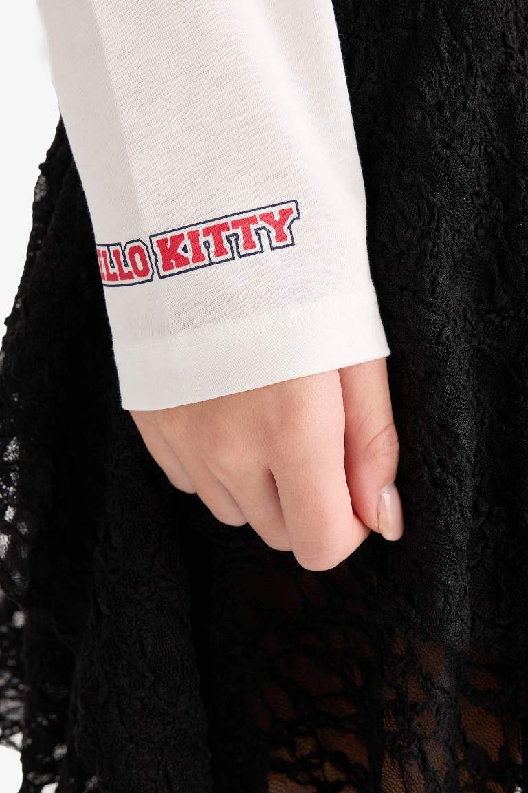 Coool Hello Kitty Oversize Geniş Kalıp Bisiklet Yaka Uzun Kollu Tişört