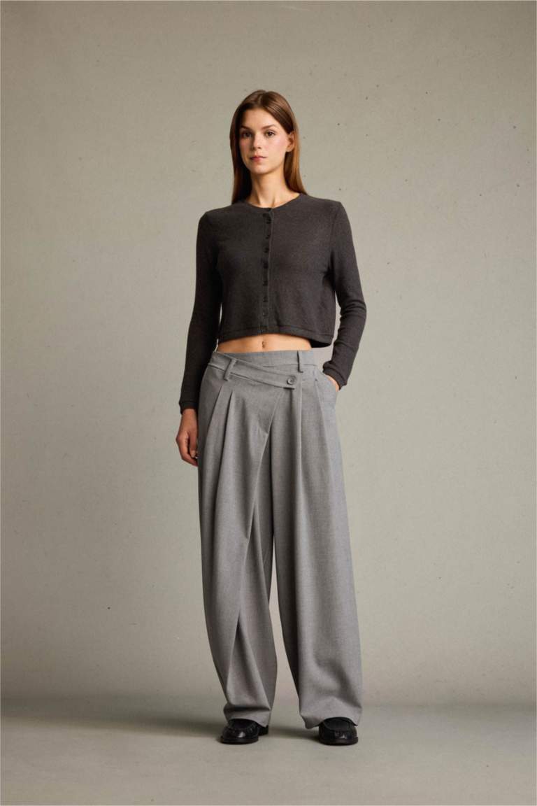 Baggy Fit Fermuarlı Normal Bel Standart Boy Pantolon