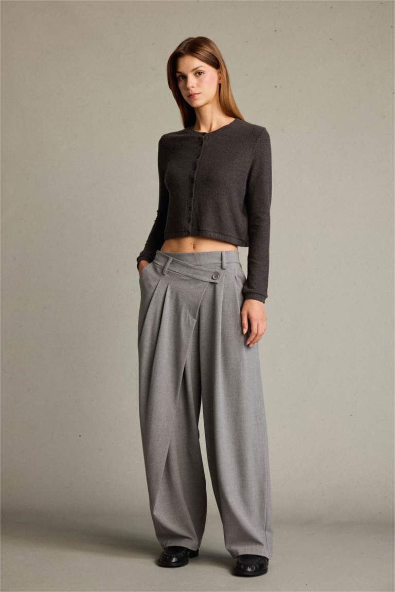 Baggy Fit Fermuarlı Normal Bel Standart Boy Pantolon