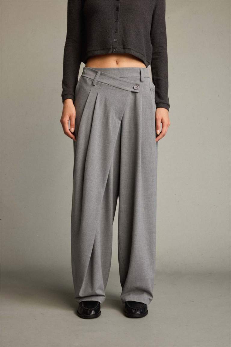 Baggy Fit Fermuarlı Normal Bel Standart Boy Pantolon