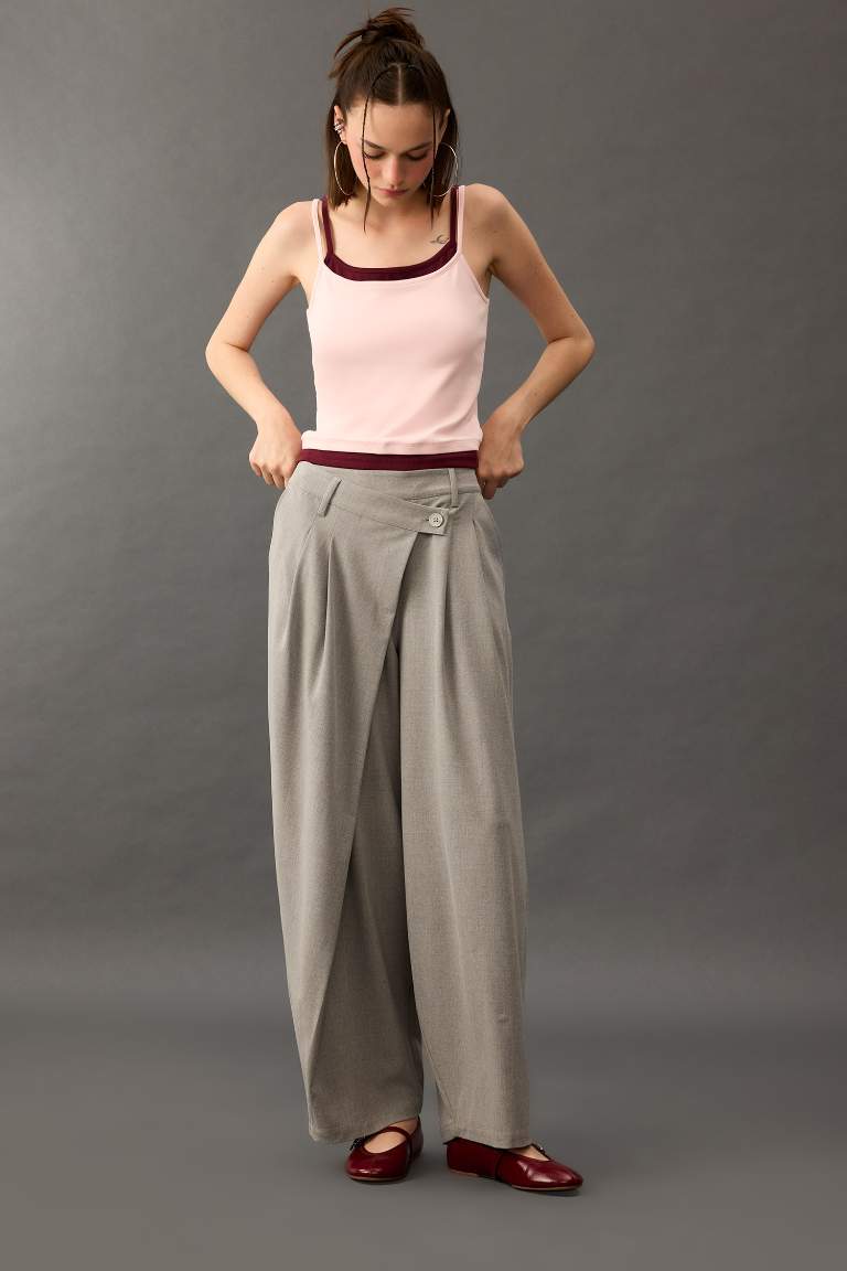 Baggy Fit Fermuarlı Normal Bel Standart Boy Pantolon