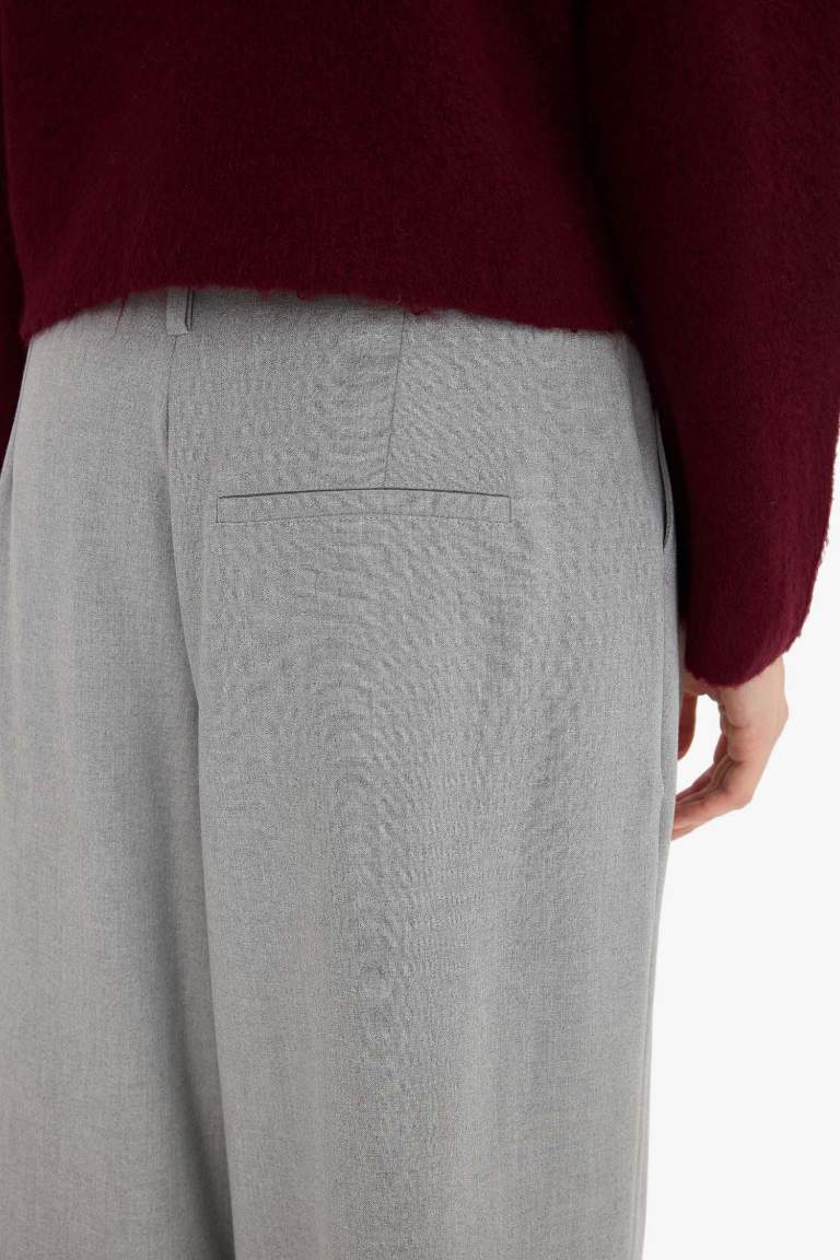 Baggy Fit Fermuarlı Normal Bel Standart Boy Pantolon