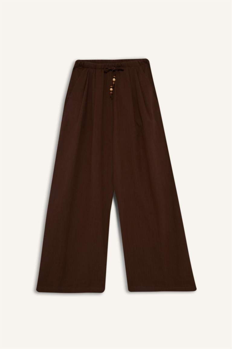Wide Leg Linen Blend Trousers