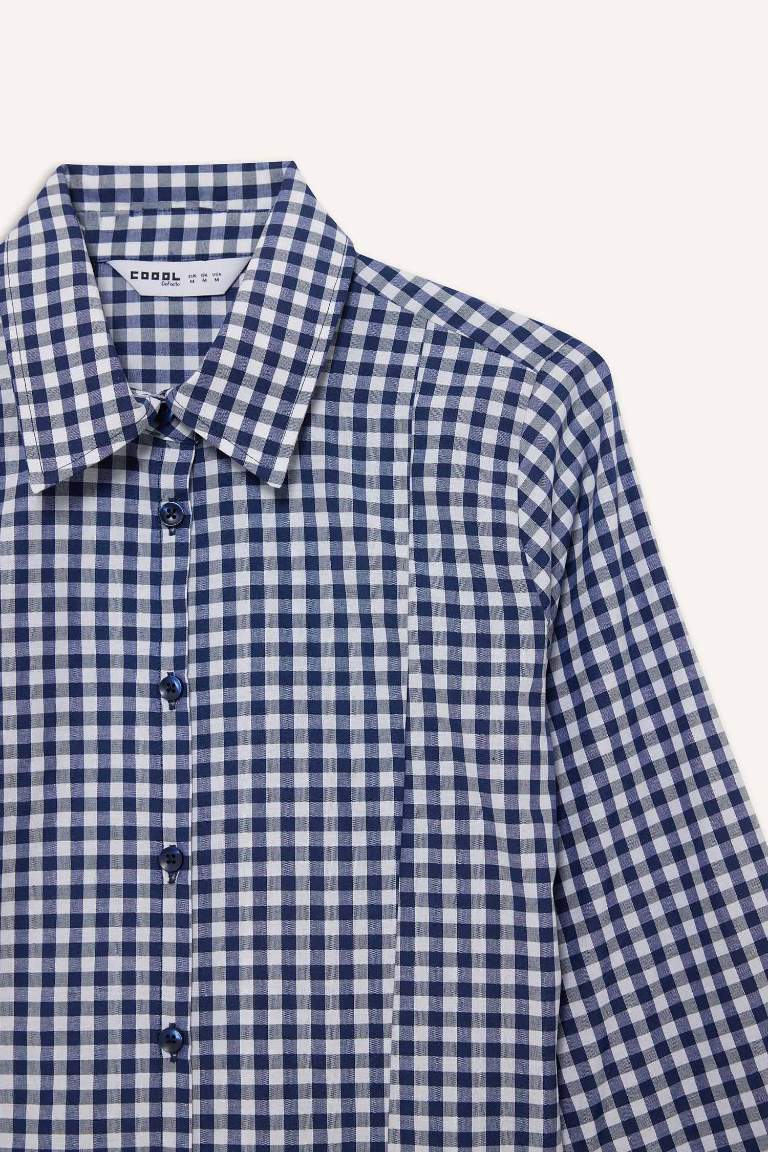 Slim Fit Shirt Collar Poplin Long Sleeve Shirt