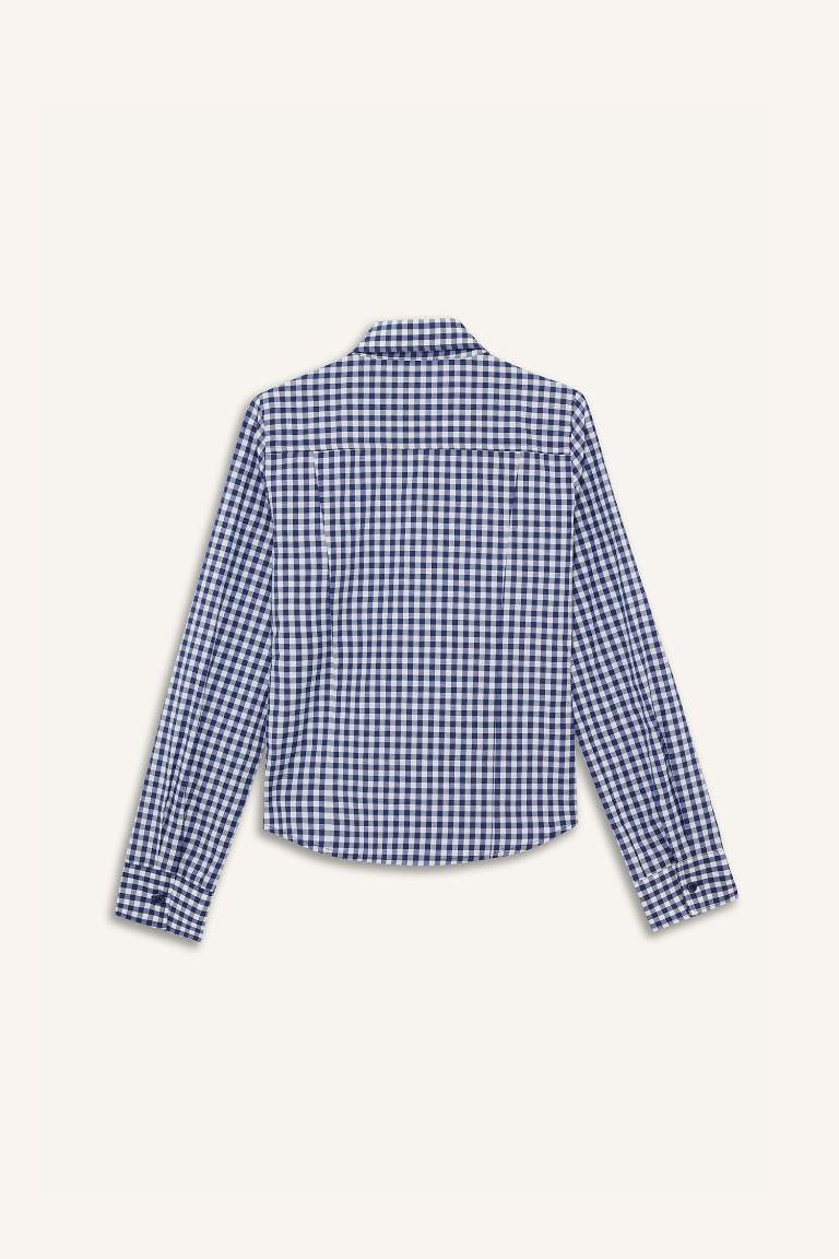 Slim Fit Shirt Collar Poplin Long Sleeve Shirt
