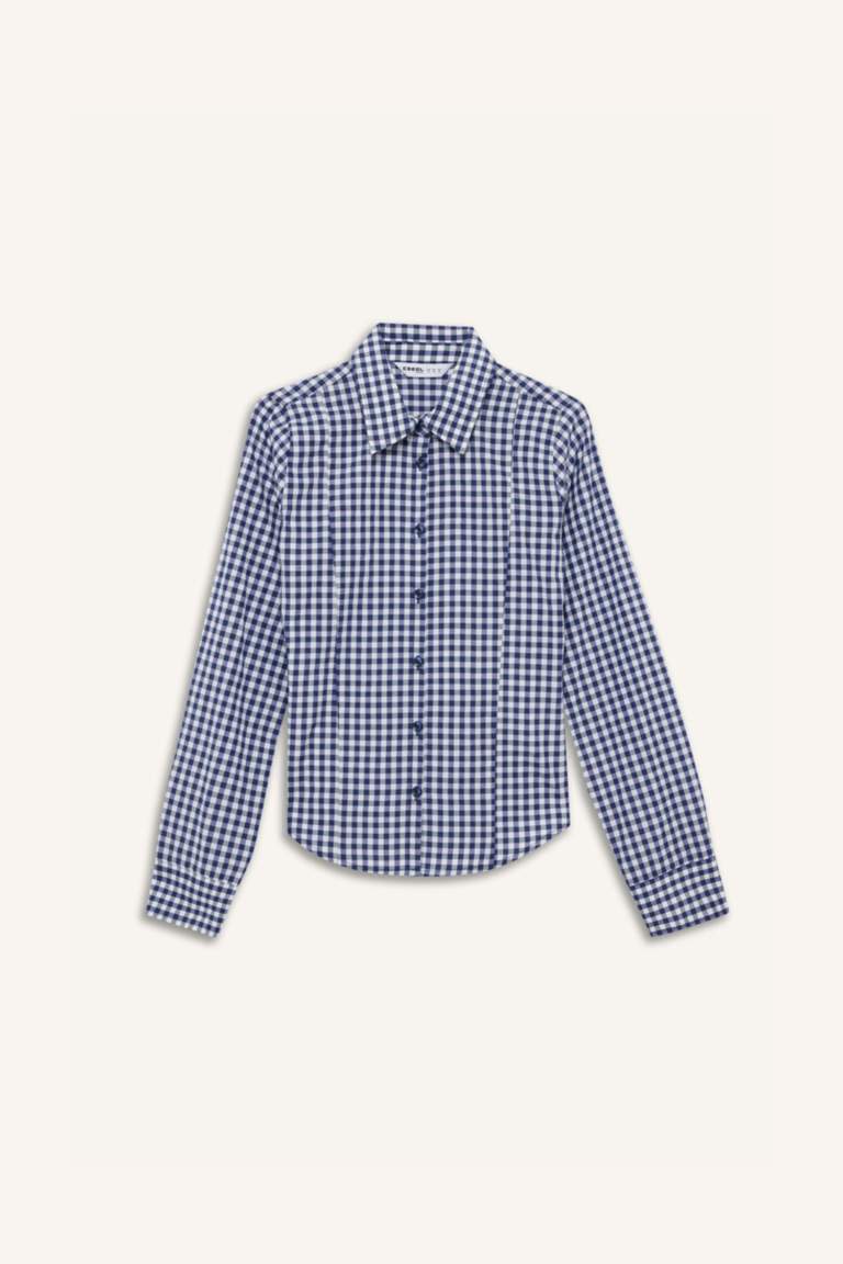 Coool Fitted Kareli Poplin Uzun Kollu Gömlek